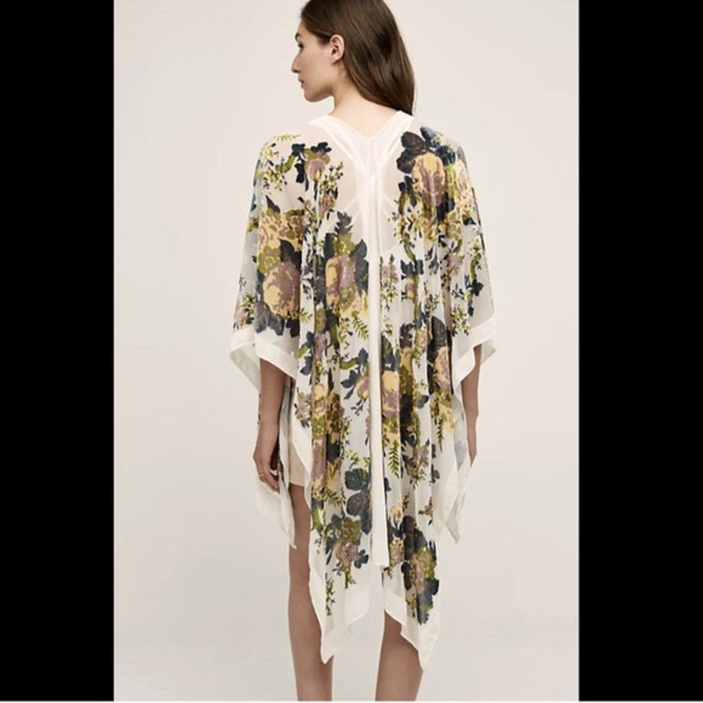 Anthropologie sheer and velvet kimono